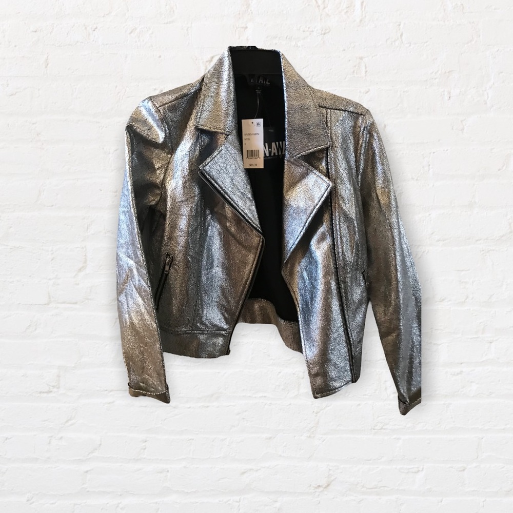 IN Awe Metallic Silver Blazer Jacket✨HP✨Retro Space Futuristic Party Festival